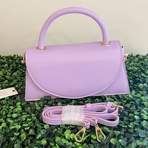 Olga Berg Lilac Top-Handle Mini Bag with Gold Hardware
